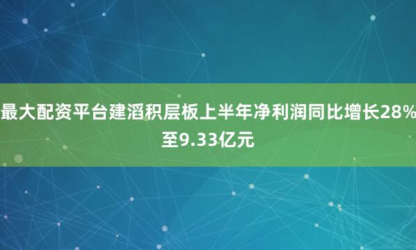 最大配资平台建滔积层板上半年净利润同比增长28%至9.33亿元