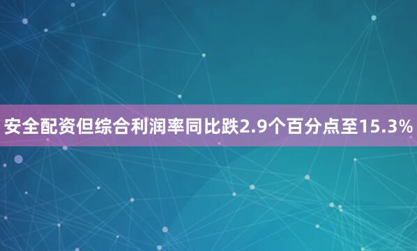 安全配资但综合利润率同比跌2.9个百分点至15.3%